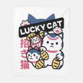 Lucky Cat Maneki Neko – Japanese Fortune Cat  Fleece Deken (Voorkant)