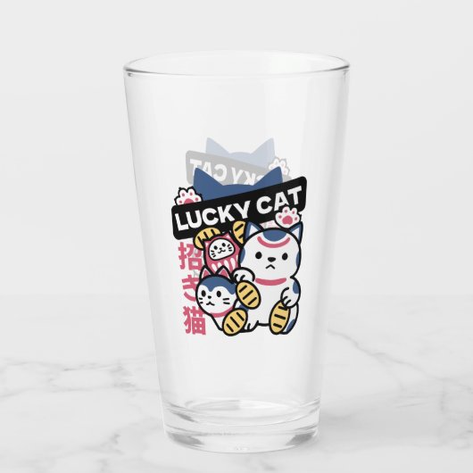 Lucky Cat Maneki Neko – Japanese Fortune Cat Glas (Achterkant)