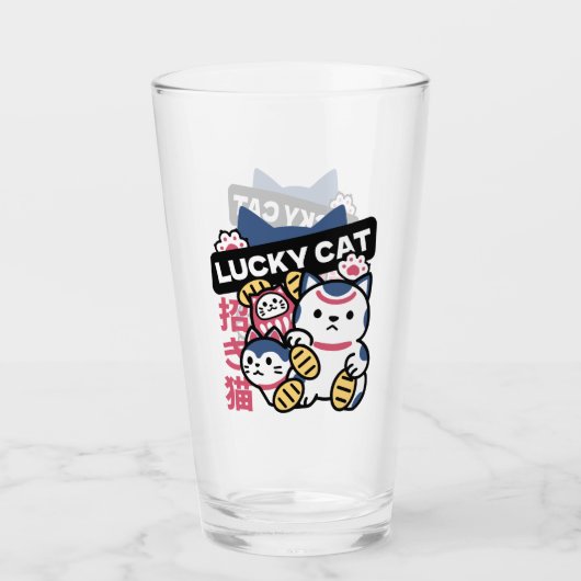 Lucky Cat Maneki Neko – Japanese Fortune Cat  Glas (Voorkant)