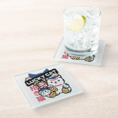 Lucky Cat Maneki Neko – Japanese Fortune Cat  Glazen Onderzetter (Schuin)