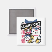 Lucky Cat Maneki Neko – Japanese Fortune Cat  Magneet (Voorkant / Achterkant)