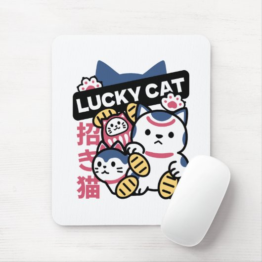 Lucky Cat Maneki Neko – Japanese Fortune Cat Muismat (Met muis)