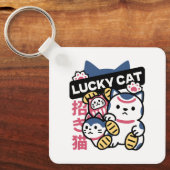 Lucky Cat Maneki Neko – Japanese Fortune Cat Sleutelhanger (Voorkant)