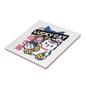 Lucky Cat Maneki Neko – Japanese Fortune Cat Tegeltje (Zijkant)