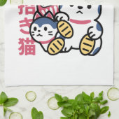 Lucky Cat Maneki Neko – Japanese Fortune Cat Theedoek (Gevouwen)