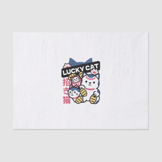 Lucky Cat Maneki Neko – Japanese Fortune Cat Tissuepapier (Voorkant)