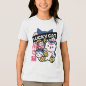 Lucky Cat Maneki Neko – Japanese Fortune Cat Tri-Blend Shirt (Voorkant)