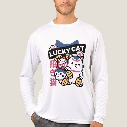 Lucky Cat Maneki Neko – Japanese Fortune Cat  Tri-Blend Shirt (Voorkant volledig)