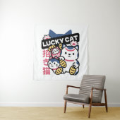 Lucky Cat Maneki Neko – Japanese Fortune Cat  Wandkleed (In situ)