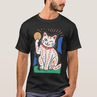 Lucky Cat Maneki Neko Japanese Fortune Waving Char T-shirt
