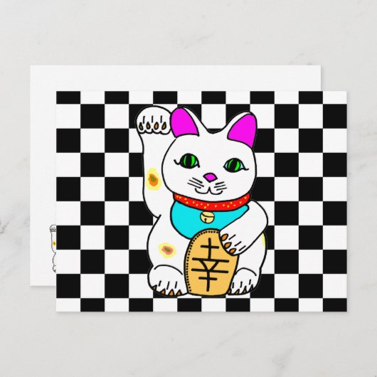 Lucky Cat Maneki Neko Kat Briefkaart (Voorkant / Achterkant)