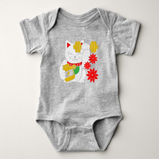 Lucky Cat Maneki Neko Lift Workout Shirt (Voorkant)