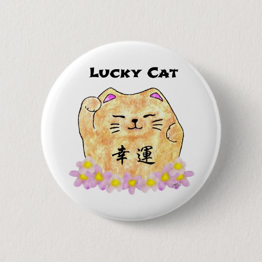 Lucky Cat (Maneki Neko) - "Lucky Cat" Ronde Button 5,7 Cm (Voorkant)
