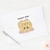 Lucky Cat (Maneki Neko) - "Lucky Cat" Ronde Sticker (Envelop)