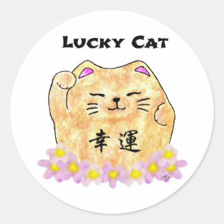 Lucky Cat (Maneki Neko) - "Lucky Cat" Ronde Sticker