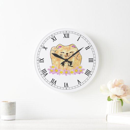 Lucky Cat (Maneki Neko) ronde wandklok (Huis)