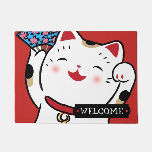 Lucky cat maneki neko welkomstmat deurmat (Voorkant)