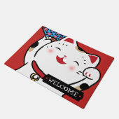 Lucky cat maneki neko welkomstmat deurmat (Schuin)
