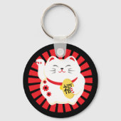 Lucky Cat Maneko Neki Goed Geluk Sleutelhanger (Voorkant)