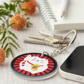 Lucky Cat Maneko Neki Goed Geluk Sleutelhanger (Voorkant Rechts)