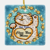 Lucky Cat Meow Keramisch Ornament (Voorkant)
