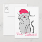 Lucky Cat Merry Kerstmis en veel geluk Feestdagenkaart (Voorkant / Achterkant)