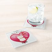 Lucky Cat met Love Glazen Onderzetter (Schuin)