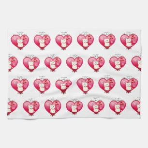 Lucky Cat met Love Theedoek