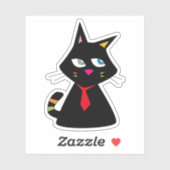 Lucky Cat met stropdas Doodle Sticker (Vel)
