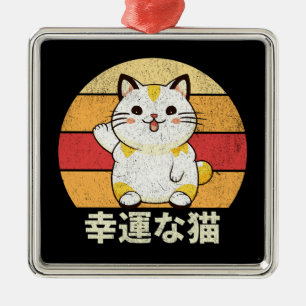 Lucky cat metalen ornament