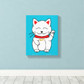 Lucky Cat Minimalist Art Canvas Print (Insitu (Houten vloer))