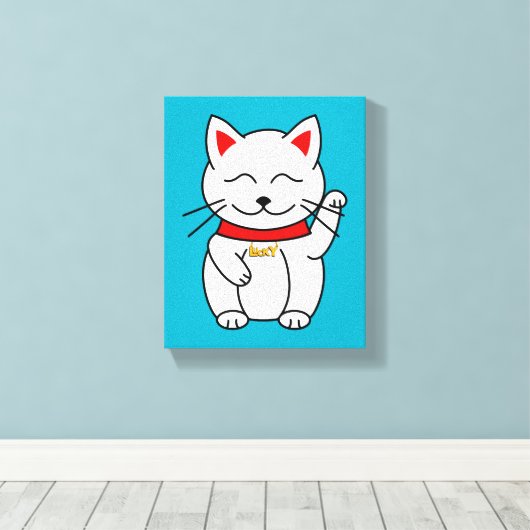 Lucky Cat Minimalist Art Canvas Print (Insitu (Houten vloer))