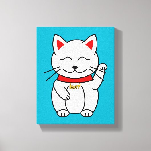 Lucky Cat Minimalist Art Canvas Print (Voorkant)