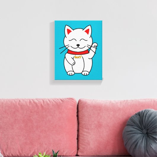 Lucky Cat Minimalist Art Canvas Print (Insitu (Woonkamer))