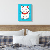 Lucky Cat Minimalist Art Canvas Print (Insitu (Slaapkamer))
