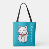 Lucky Cat Modern Art Gepersonaliseerde Canvas tas (Achterkant)