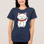 Lucky Cat Modern minimalistisch gepersonaliseerd T Tri-Blend Shirt (Voorkant)