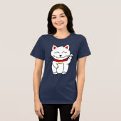 Lucky Cat Modern minimalistisch gepersonaliseerd T Tri-Blend Shirt (Voorkant volledig)