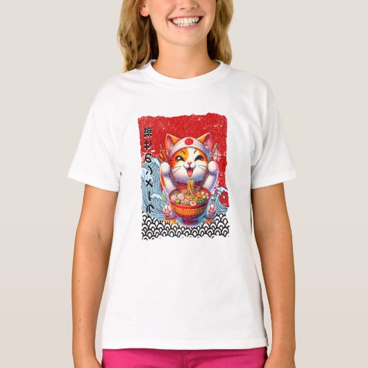 Lucky Cat Noodle Love T-shirt (Voorkant)