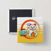 Lucky Cat. Ongelukkige vis Vierkante Button 5,1 Cm (Voorkant /achterkant)