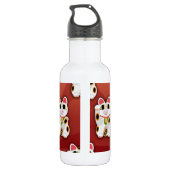 Lucky Cat Pattern Cartoon Fortune Pet White Kat Waterfles (Achterkant)