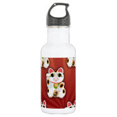 Lucky Cat Pattern Cartoon Fortune Pet White Kat Waterfles (Voorkant)