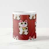 Lucky Cat Pattern Fortune Pet White Kat Art Grote Koffiekop (Voorkant)