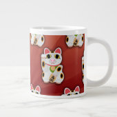 Lucky Cat Pattern Fortune Pet White Kat Art Grote Koffiekop (Rechts)