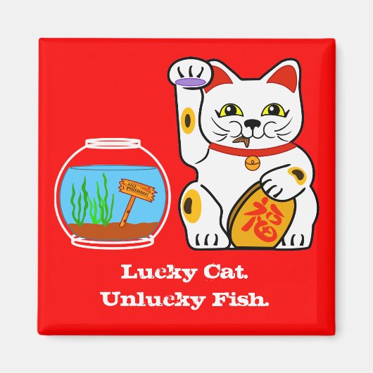 Lucky Cat. pech voor vissen Magneet (Voorkant)