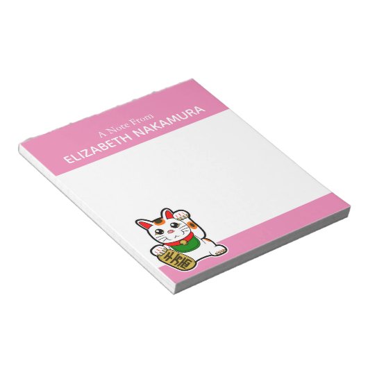 Lucky Cat Personalized Notitieblok (Schuin)