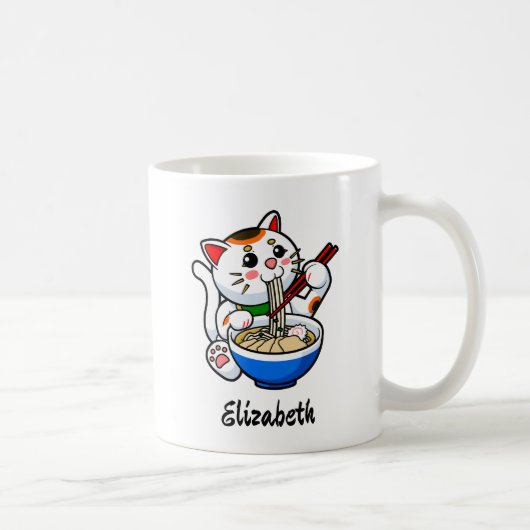 Lucky Cat Ramen - Gepersonaliseerd Koffiemok (Rechts)