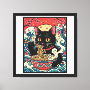 Lucky Cat Ramen Noodle Art Canvas Afdruk