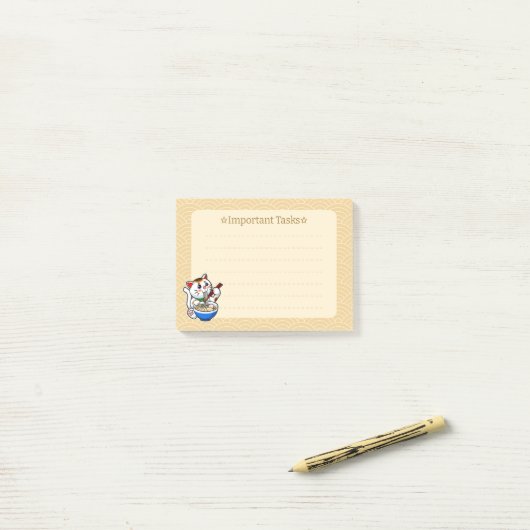 Lucky Cat Ramen Post-it® Notes (Op bureau)