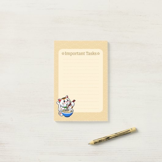 Lucky Cat Ramen Post-it® Notes (Op bureau)